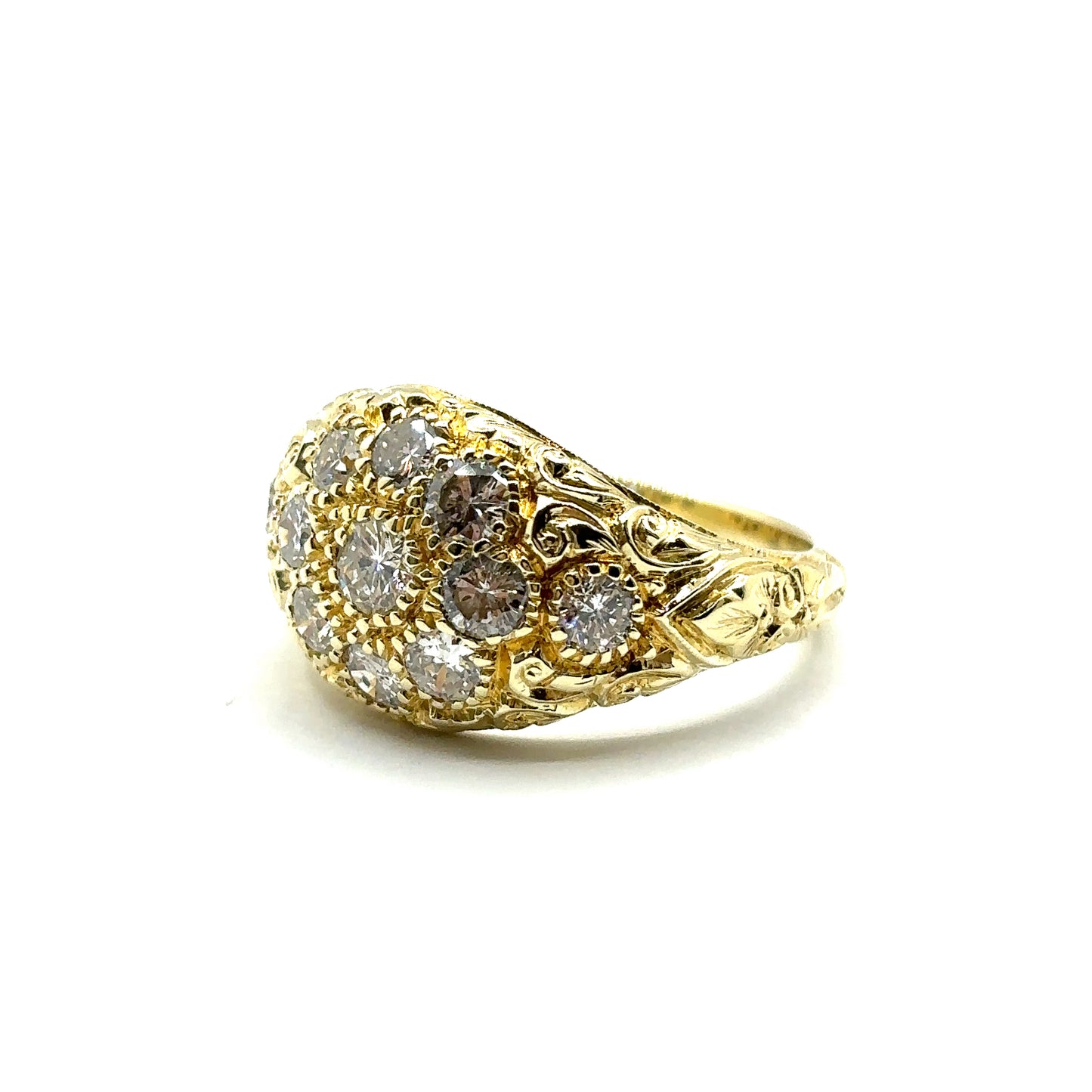 Vintage Handmade 14ct Gold and Diamond Signet Ring