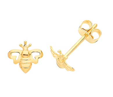 9ct Yellow Gold Bee Earrings