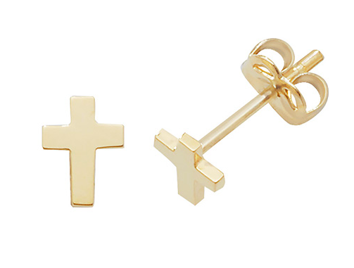 9ct Yellow Gold Cross Earrings