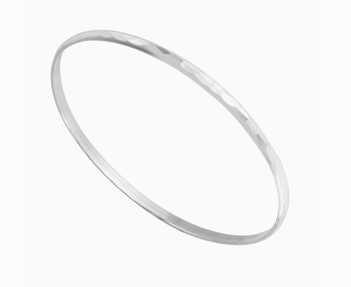 925 Hammered Texture Silver Bangle