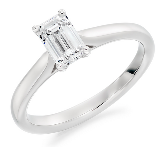 Emerald Cut Diamond Solitaire Engagement Ring  0.75ct