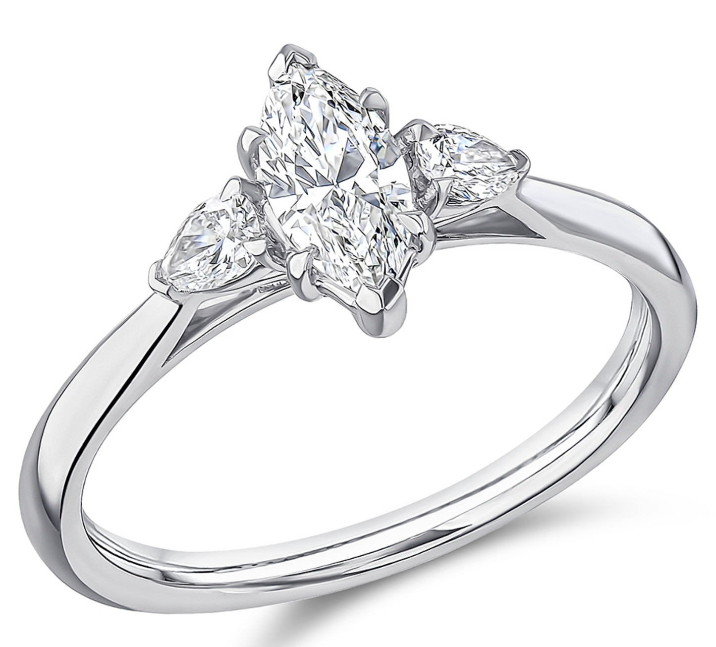 Trilogy Marquise Cut Diamond Engagement Ring 0.70ct