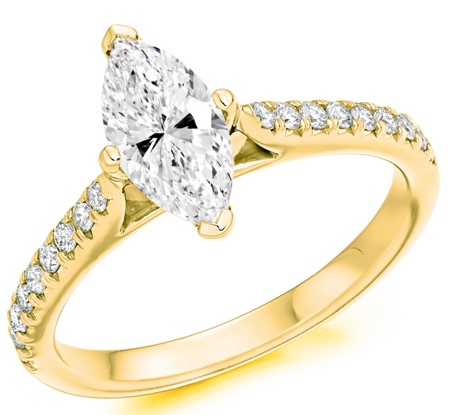 Marquise Cut Diamond Engagement Ring with Diamond Set Shoulders 0.85ct