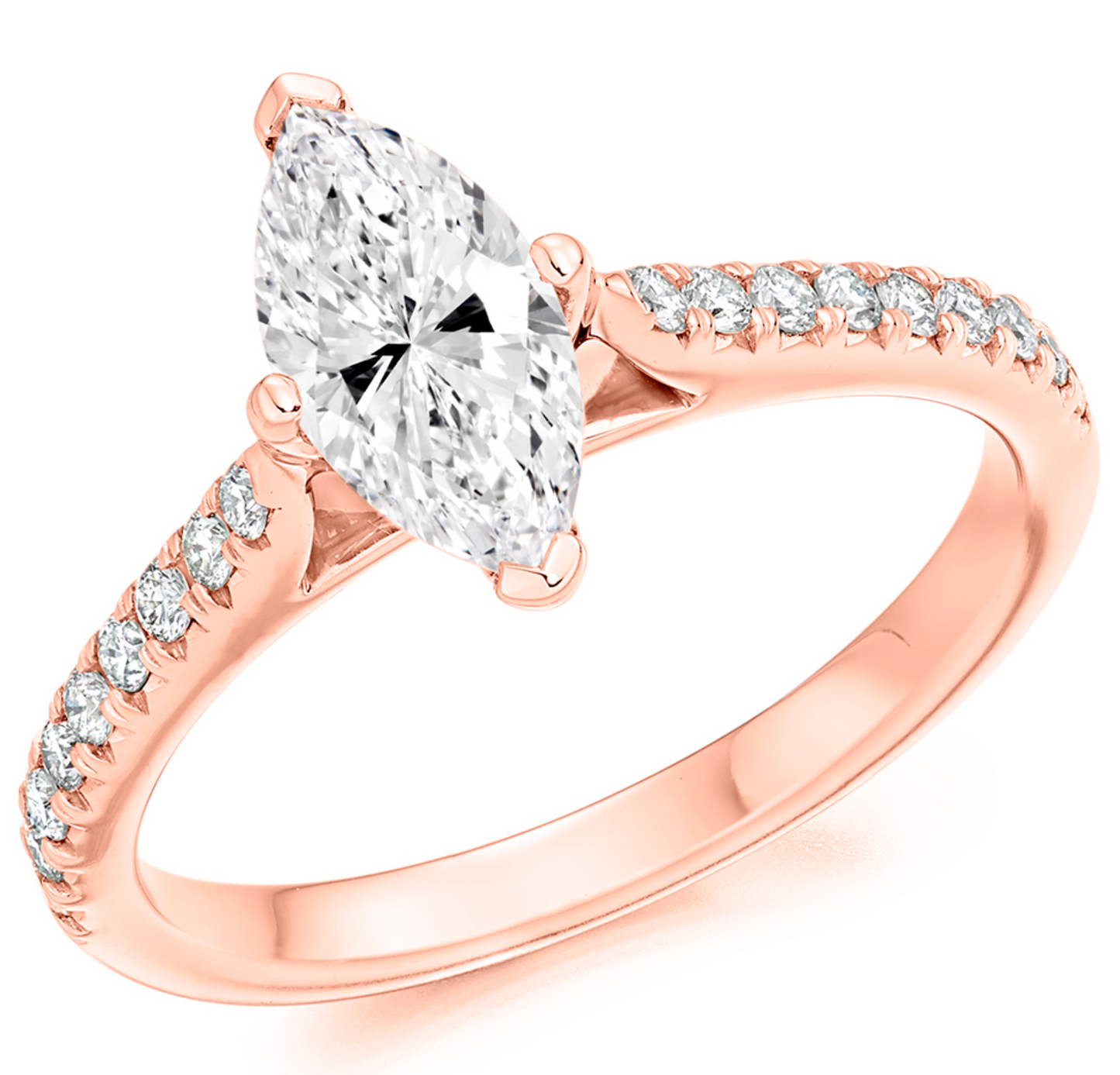 Marquise Cut Diamond Engagement Ring with Diamond Set Shoulders 0.85ct