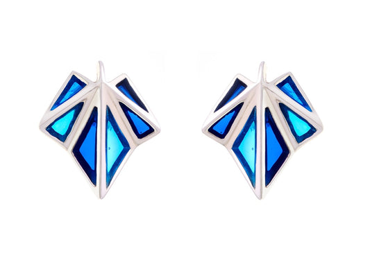 925 Sterling Silver Blue Enamel Clara Stud Earrings