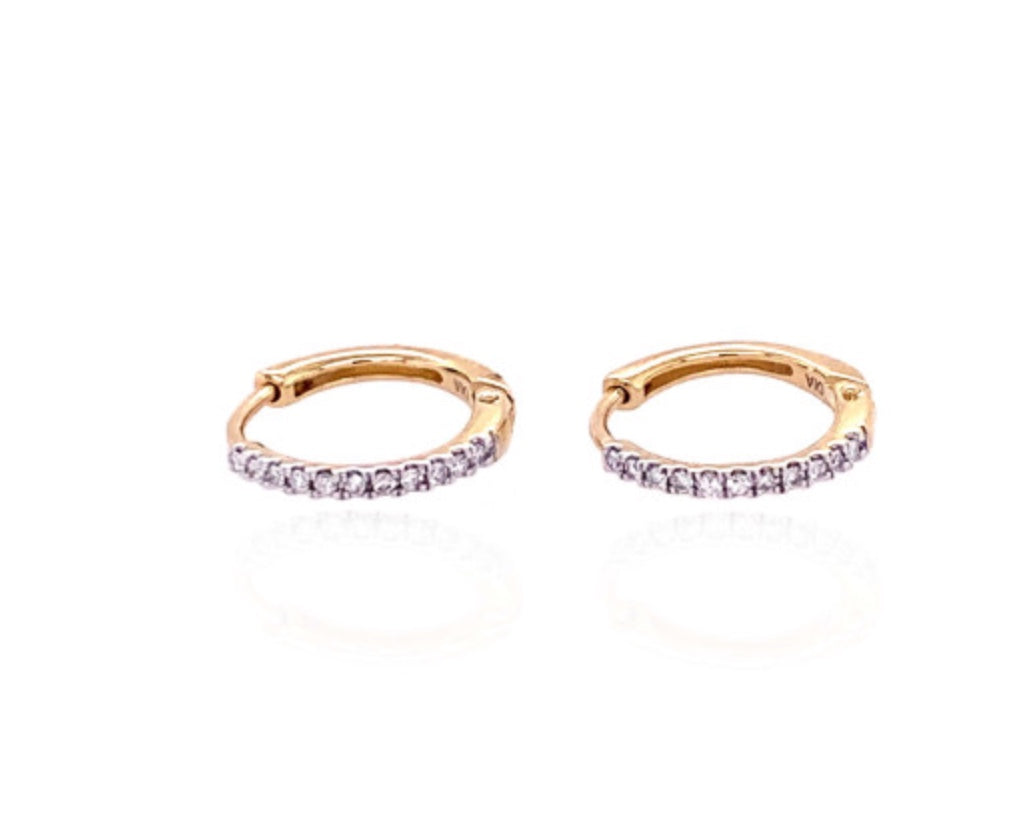 9ct Yellow Gold Diamond Hoop Earrings