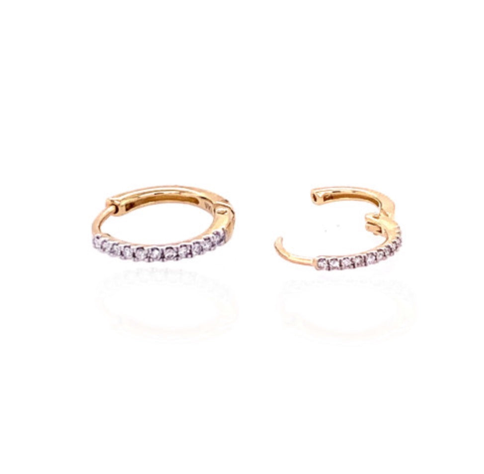 9ct Yellow Gold Diamond Hoop Earrings