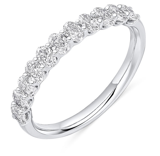 Oval Cut Half Eternity Platinum Claw Set Ring