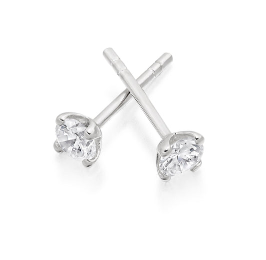 0.30ct Round Brilliant Natural Diamond Stud Earrings in 18ct White Gold