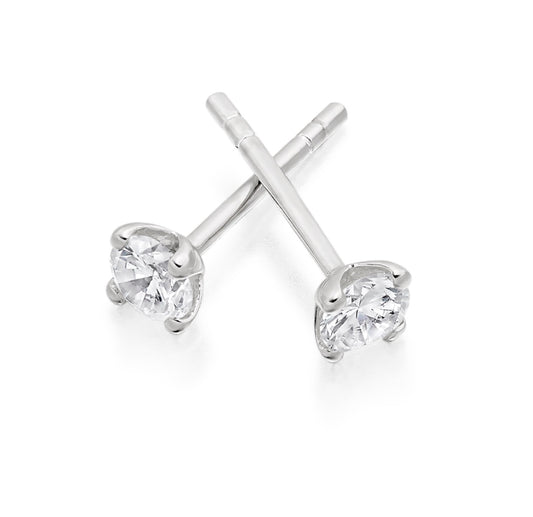 0.40ct Round Brilliant Natural Diamond Stud Earrings in 18ct White Gold