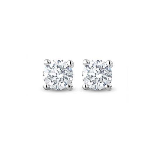 0.50ct Round Brilliant Natural Diamond Stud Earrings  in 18ct White Gold