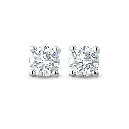 0.60ct Round Brilliant Natural Diamond Stud Earrings in 18ct White Gold