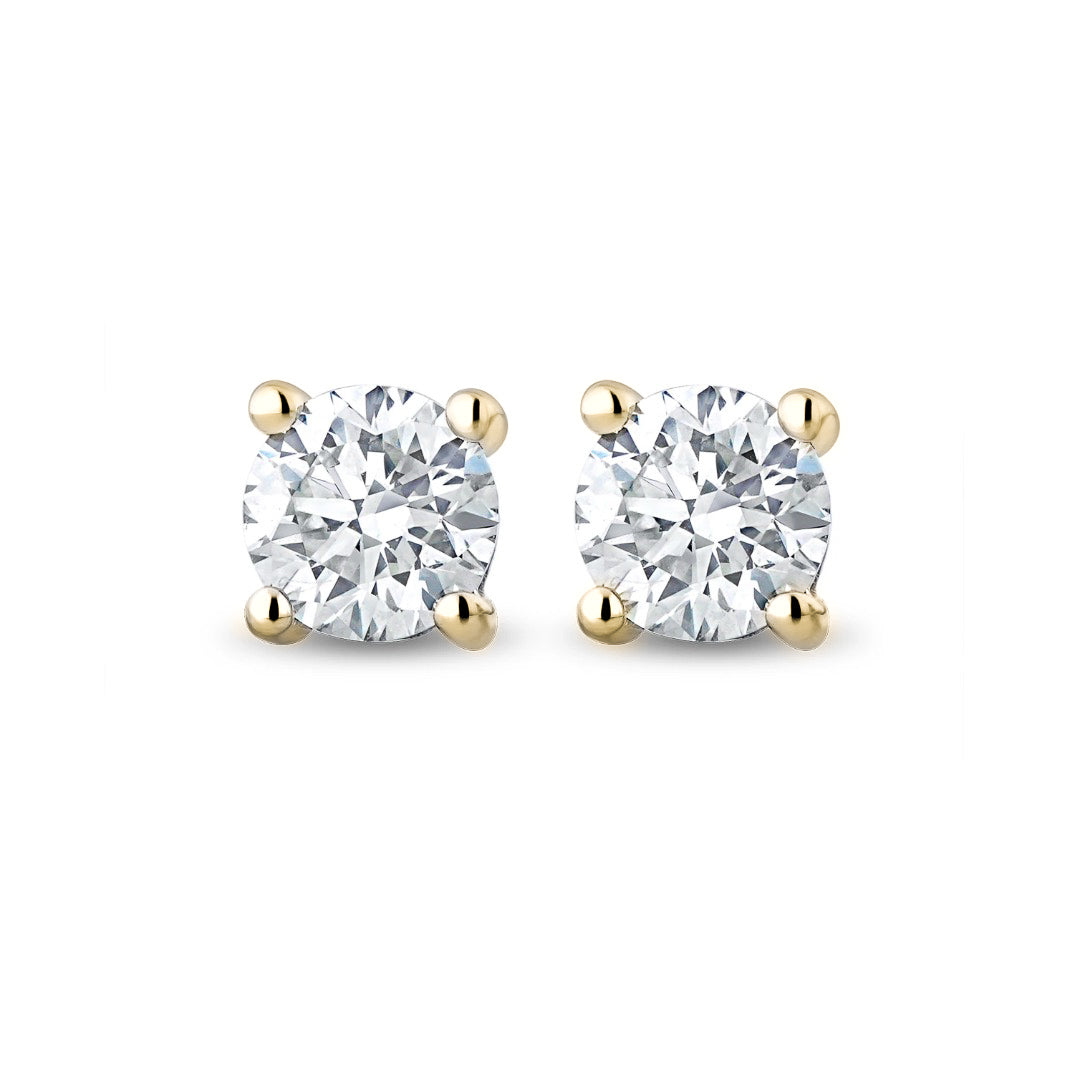 0.60ct Round Brilliant Natural Diamond Stud Earrings in 18ct Yellow Gold