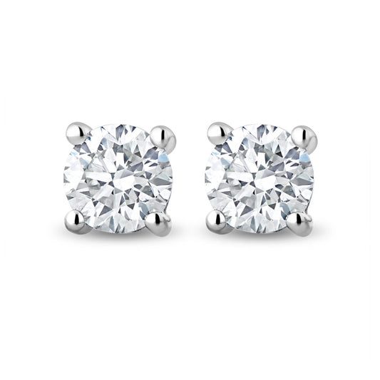 0.80ct Round Brilliant Natural Diamond Stud Earrings in 18ct White Gold