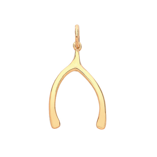 Gold Wishbone Pendant