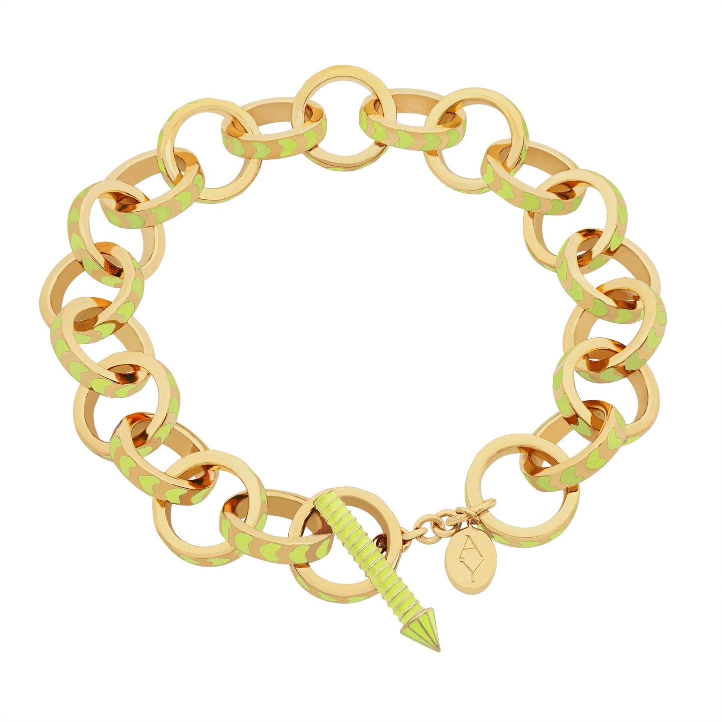 Multi coloured Enamel Contemporary, Gold Vermeil Chain Link Bracelet