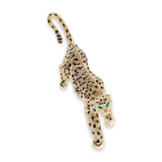 Gold Plated Jewel Encrusted Leopard Brooch