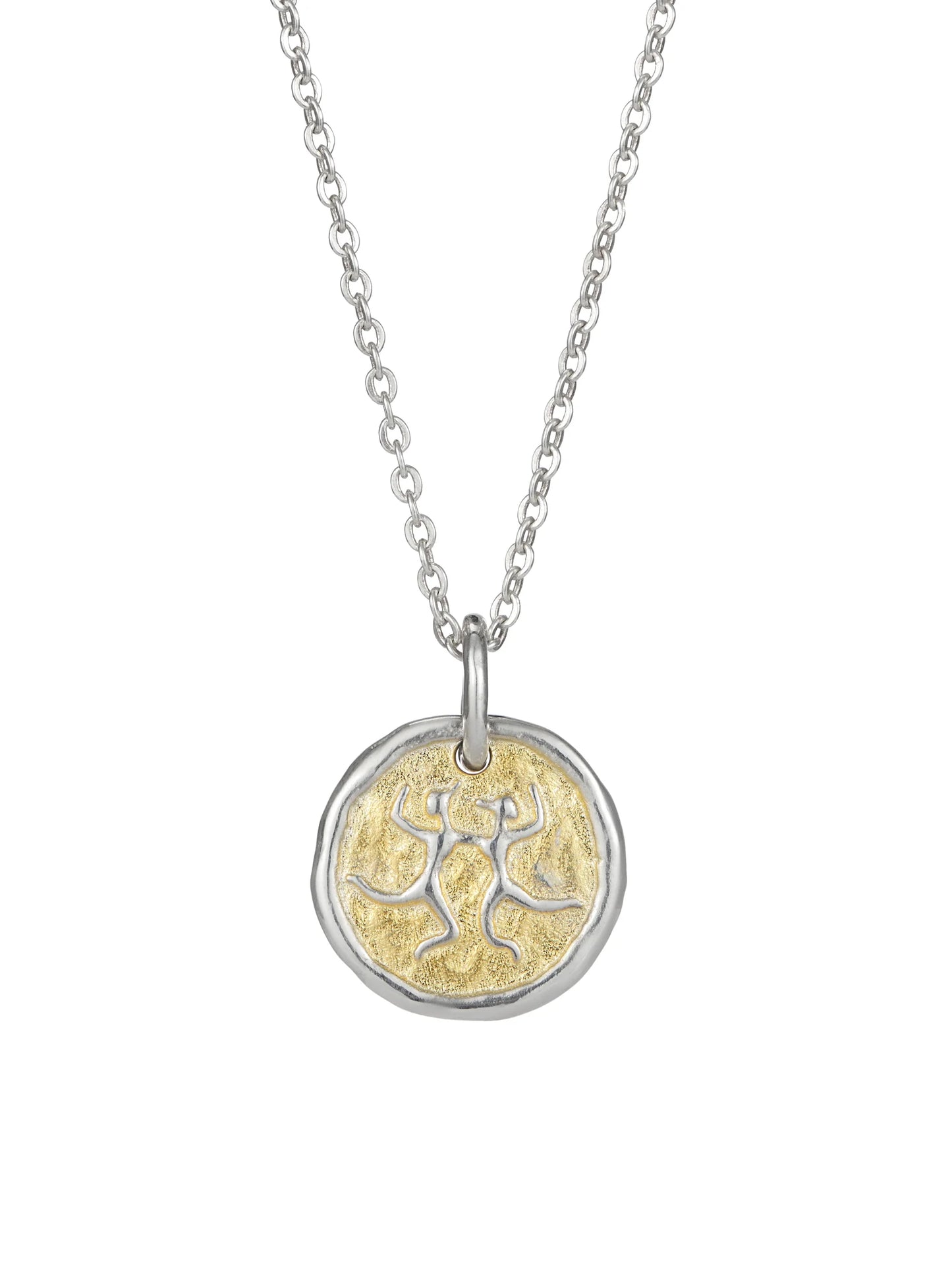 Gemini 925 with Detailed Gold Plated Centre Pendant Necklace