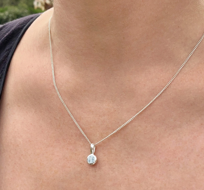 925 Silver Aquamarine Birthstone Pendant