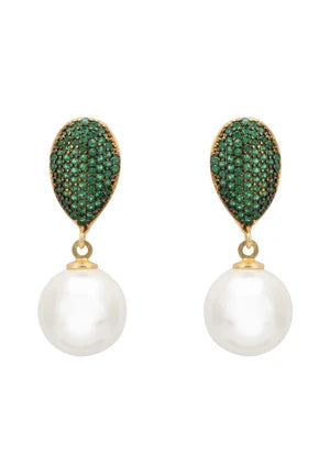 Baroque Pearl Classic Drop Emerald Green Swarovski Crystal Tops