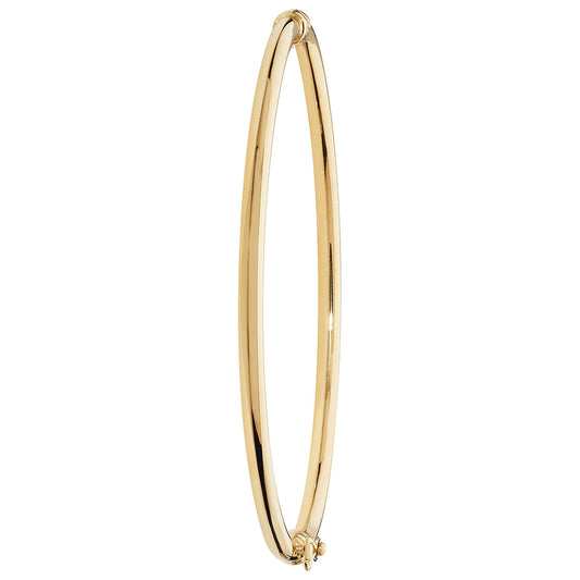 9ct Yellow Gold, 3mm Wide, Oval Hinged Bangle