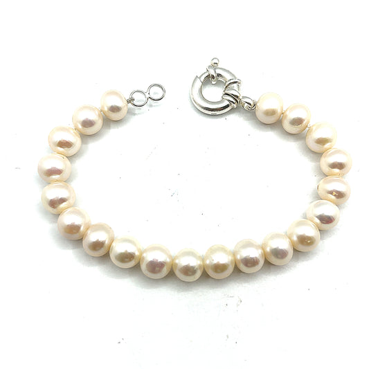 Freshwater Cultured Pearl Bracelet with Sterling Silver Clasp