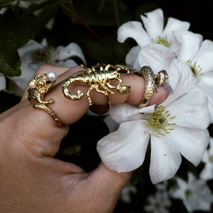 Sterling Silver Gold Plated Chameleon Ring