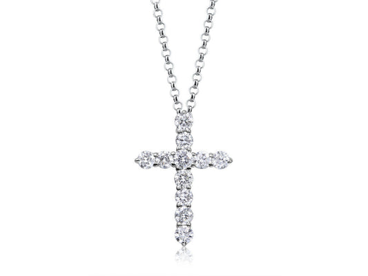 18ct White Gold Diamond Cross Pendant 0.50ct