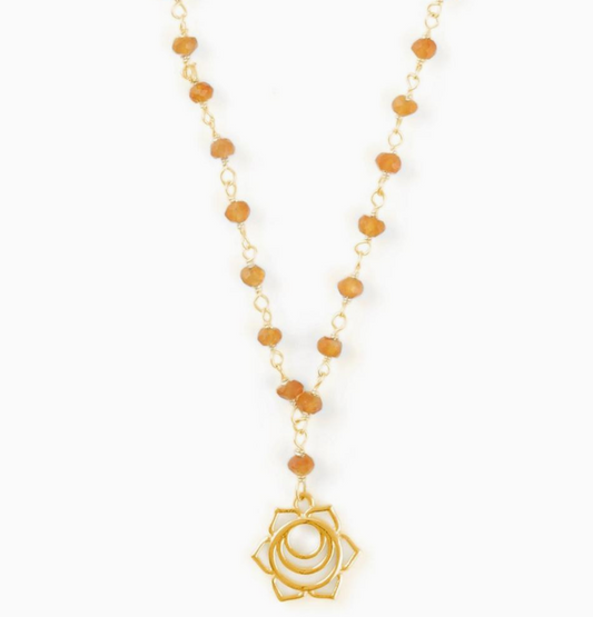 Gold Vermeil on Sterling Silver Sacral Chakra Orange Carnelian Gemstone Necklace