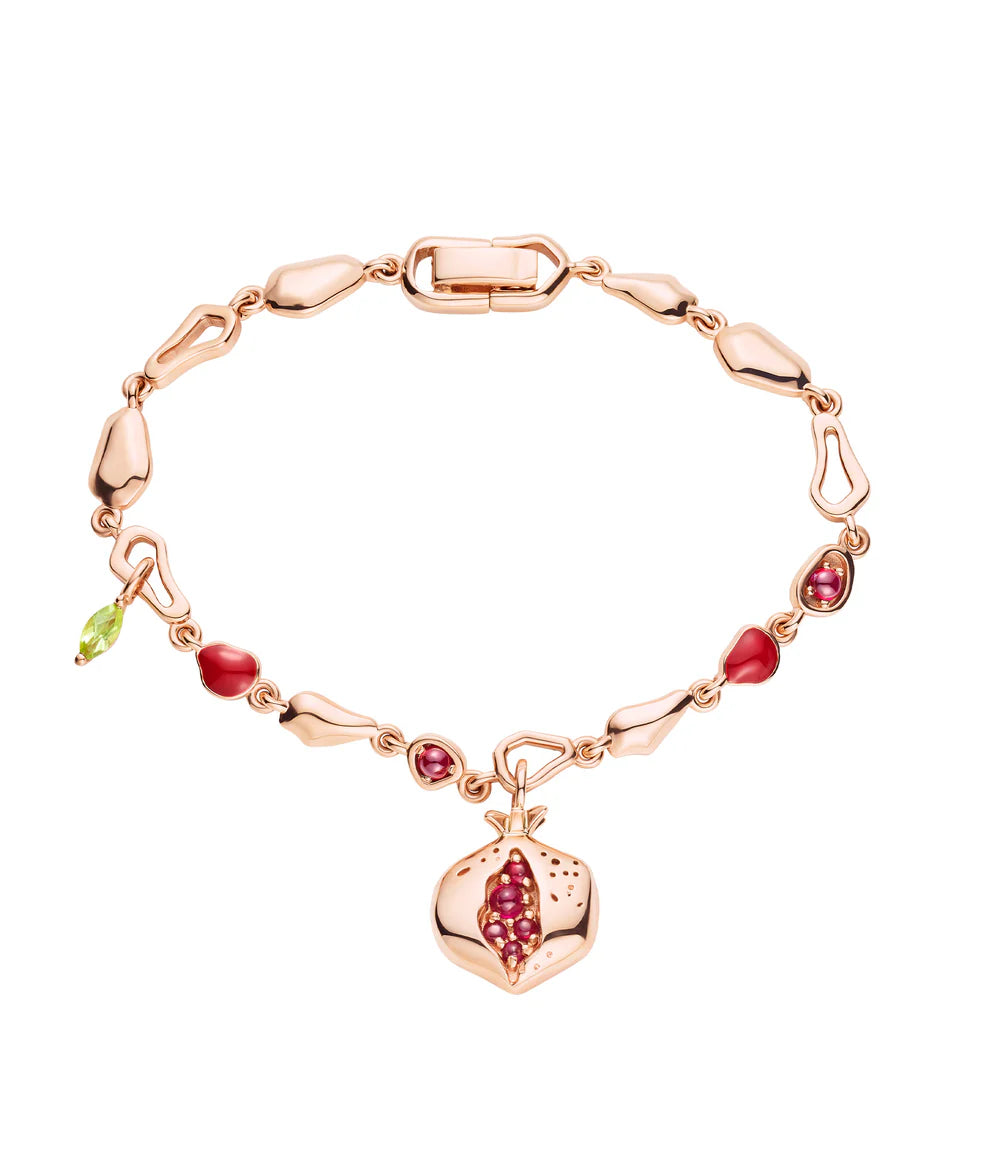 14ct Rose Gold & Ruby Pomegranate Bracelet