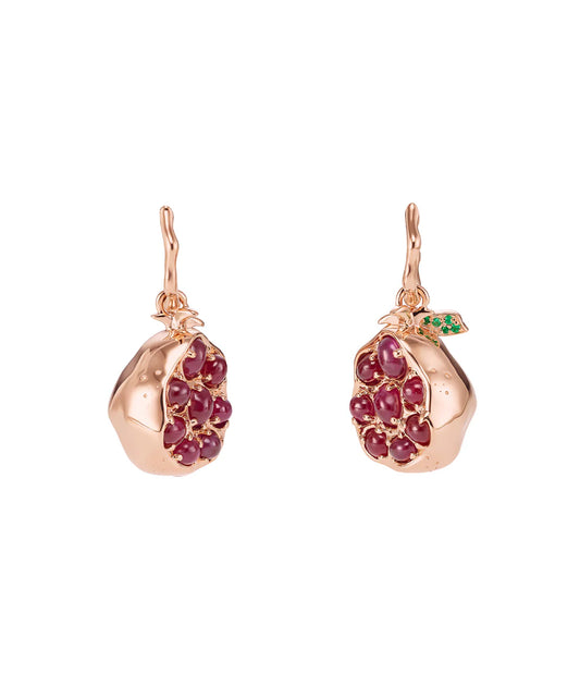 14ct Rose Gold & 5.57cts Ruby Pomegranate Drop Earrings