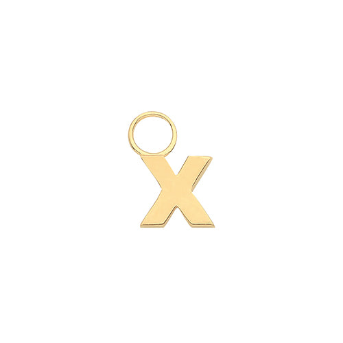 Yellow Gold 'X' Initial Earring Charm