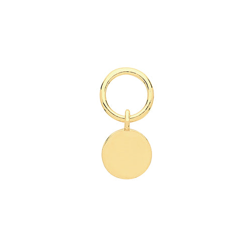 Yellow Gold Disc Earring Charm