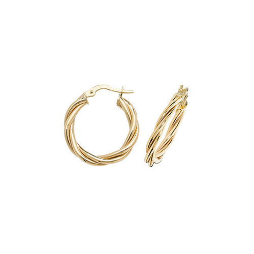 Yellow Gold 10mm Twisted Hoop Earrings
