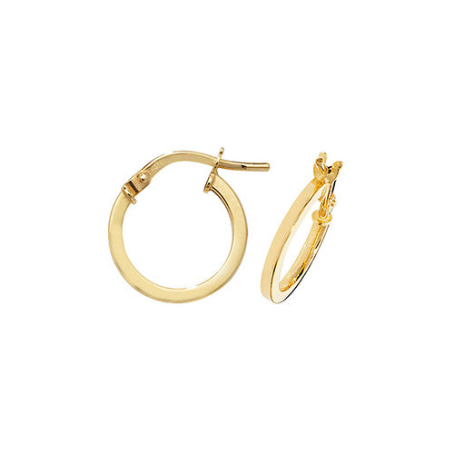 9ct Yellow Gold, 11mm Hoop Earrings