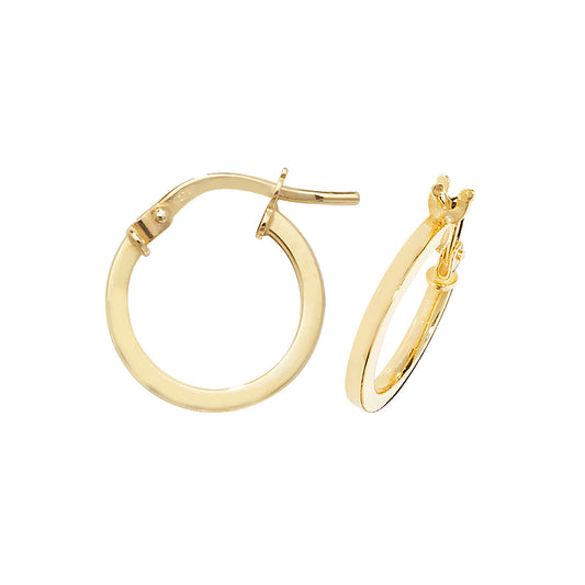 9ct Yellow Gold, 13mm Hoop Earrings