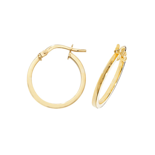 9ct Yellow Gold, 17mm Hoop Earrings