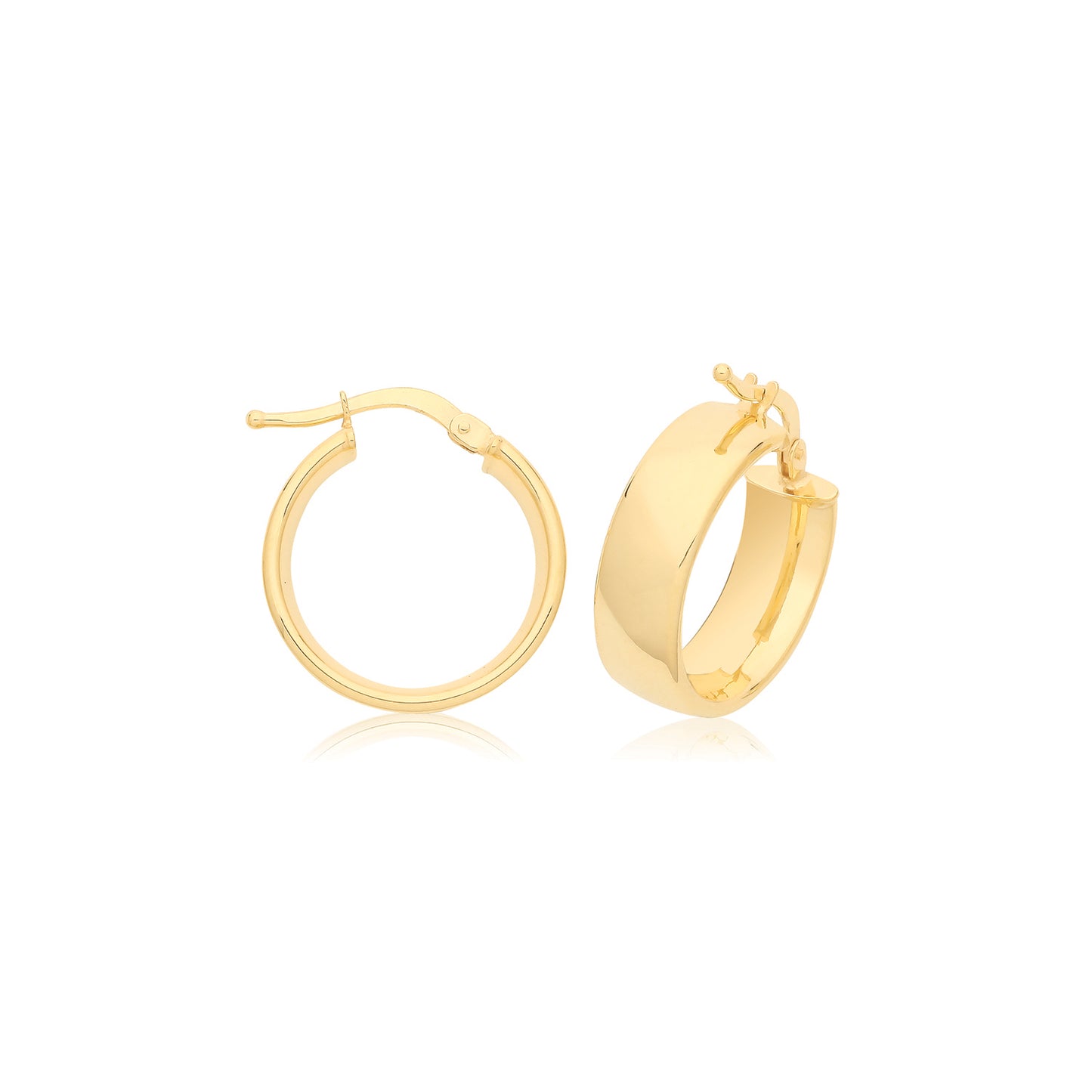 9ct Yellow Gold, 18mm, Wide Hoop Earrings