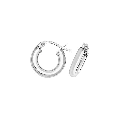 9ct White Gold 15mm Hoop Earrings