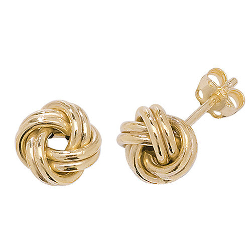Yellow Gold 8 Strand Knot Stud Earrings