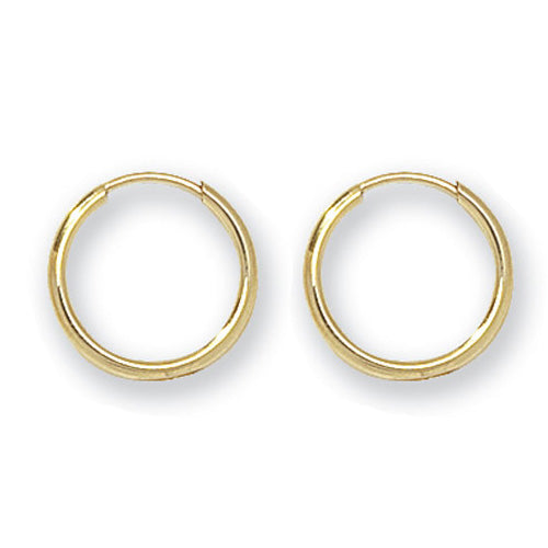 Yellow Gold 10mm Sleeper Hoop Earrings