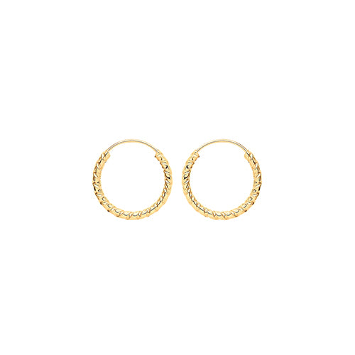 Yellow Gold 14mm Spiral Hoop Earrings