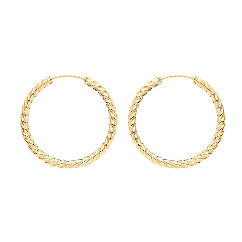 Yellow Gold 24mm Spiral Hoop Earrings