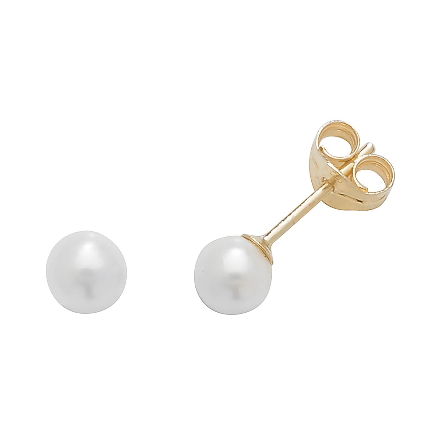9ct Yellow Gold 4mm Pearl Stud Earrings