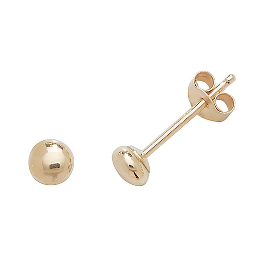 3mm 9ct Yellow Gold Button Stud Earrings