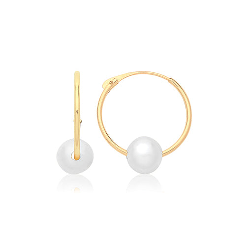 9ct Yellow Gold Sleepers with Freshwater Pearl