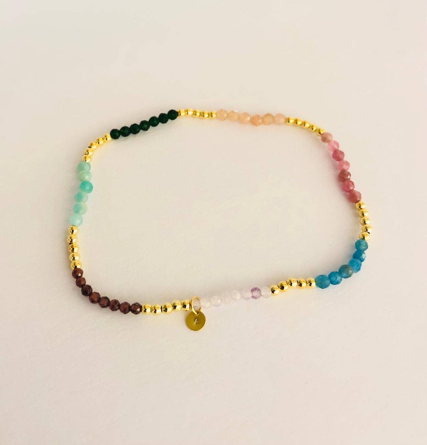 Rainbow Quartz and Silver Gold Plated Beaded Stacking Bracelet