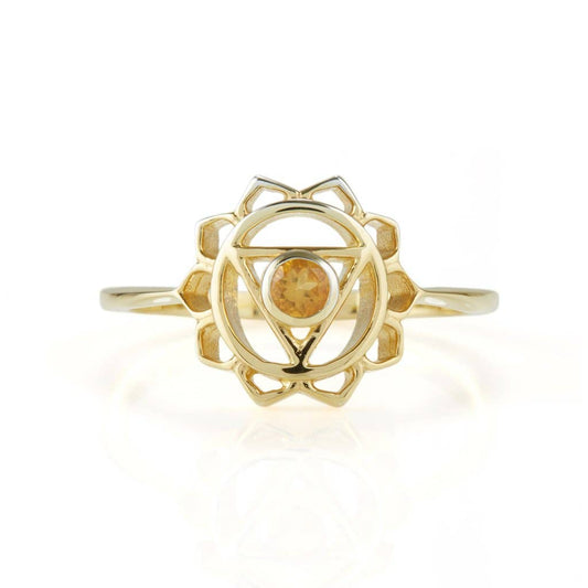 Solar Plexus Chakra Ring, Citrine & Silver Gold Plated