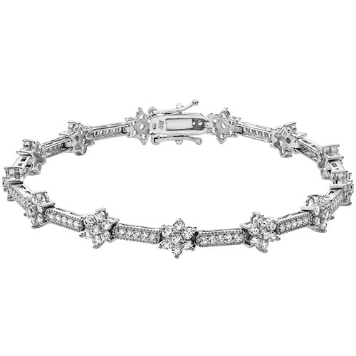 Sterling Silver Cubic Zirconia Flower Bracelet