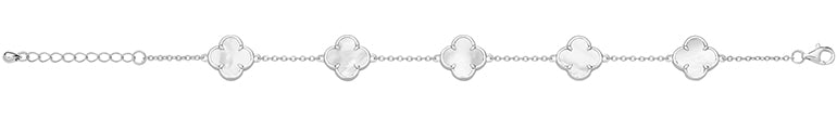 Silver Mother Of Pearl 5 Clover Bracelet